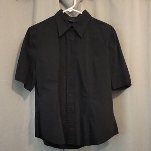 New York & Company Black Short Sleeve Blouse